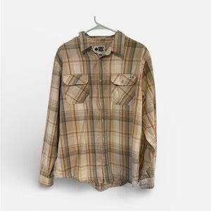 Salty Crew Tan Plaid Casual Button Down Shirt